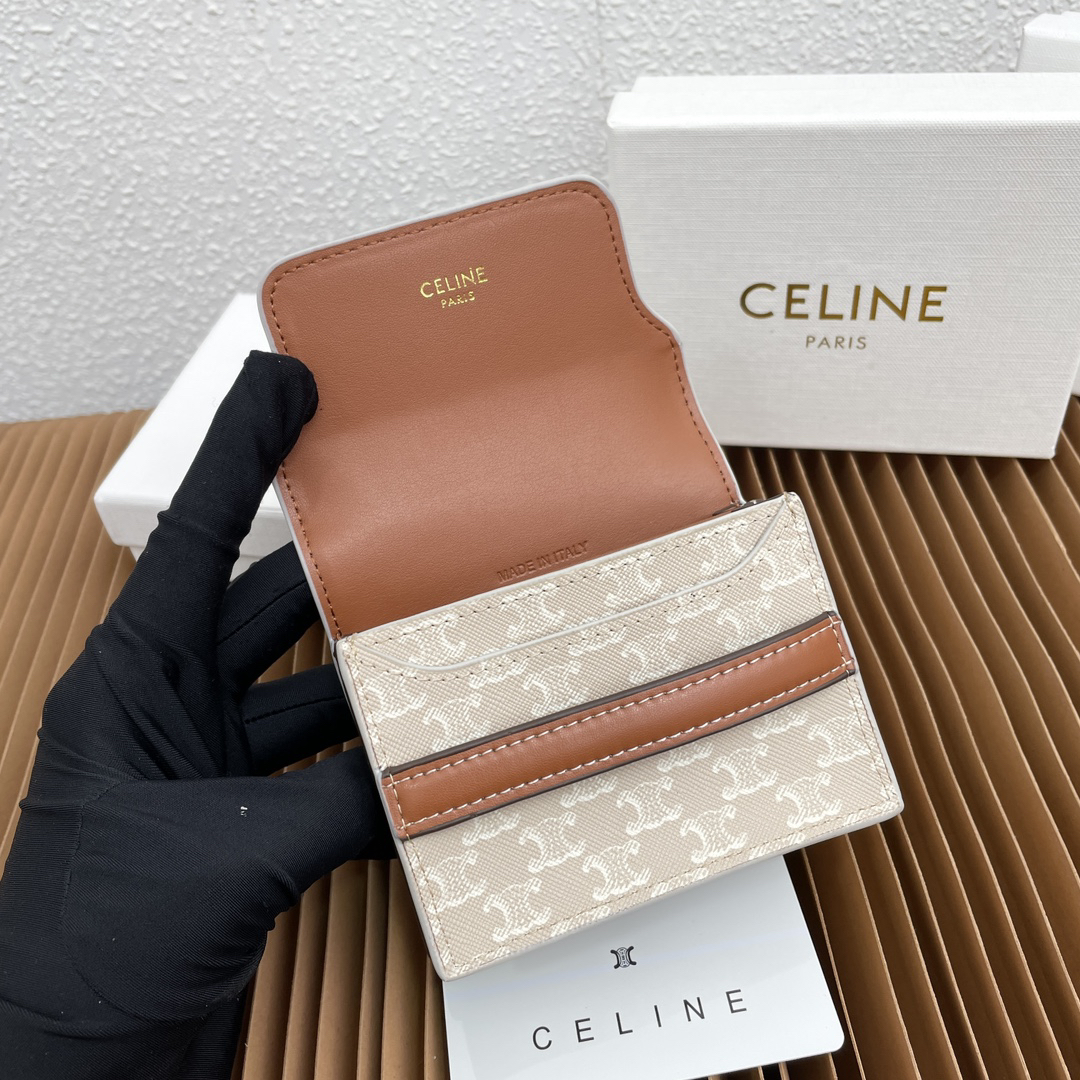 Celine Logo Print Sheepskin Card Holder - Image 7