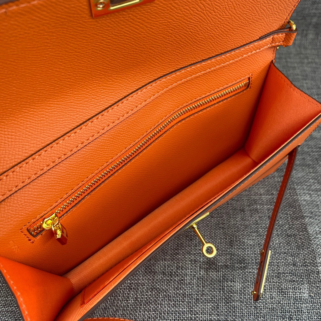 Hermes Kelly Palm-Grain Leather Shoulder Crossbody Bag - Image 7
