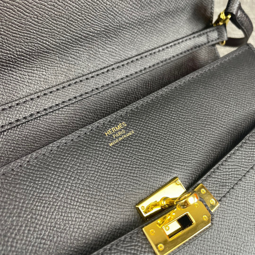 Hermès Kelly-Style Palm-Grain Leather Shoulder Crossbody Bag - Image 7