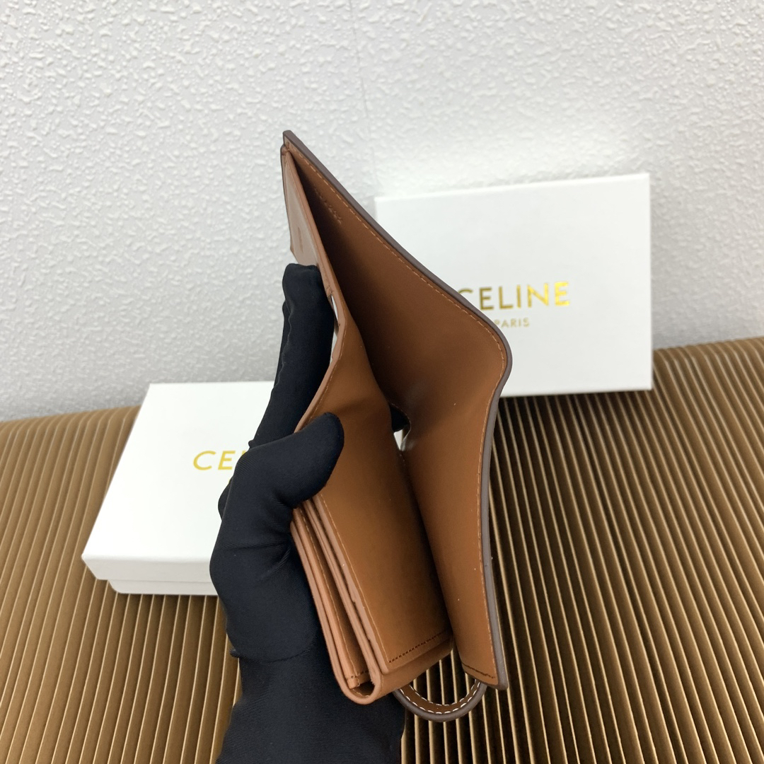 Celine Triomphe Small Logo-Print Leather Wallet - Image 7