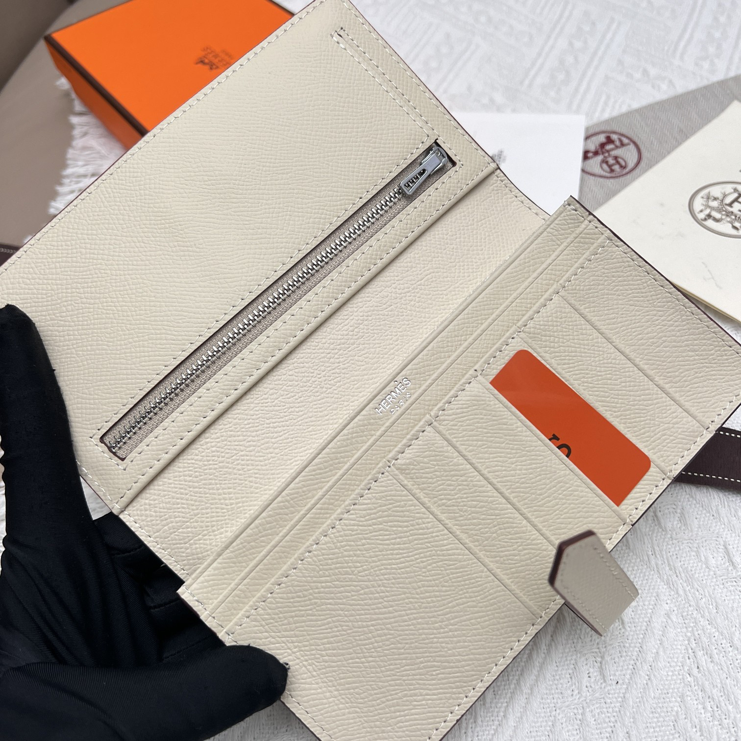 Hermès Women's Togo Calfskin Zipper Wallet - Image 7