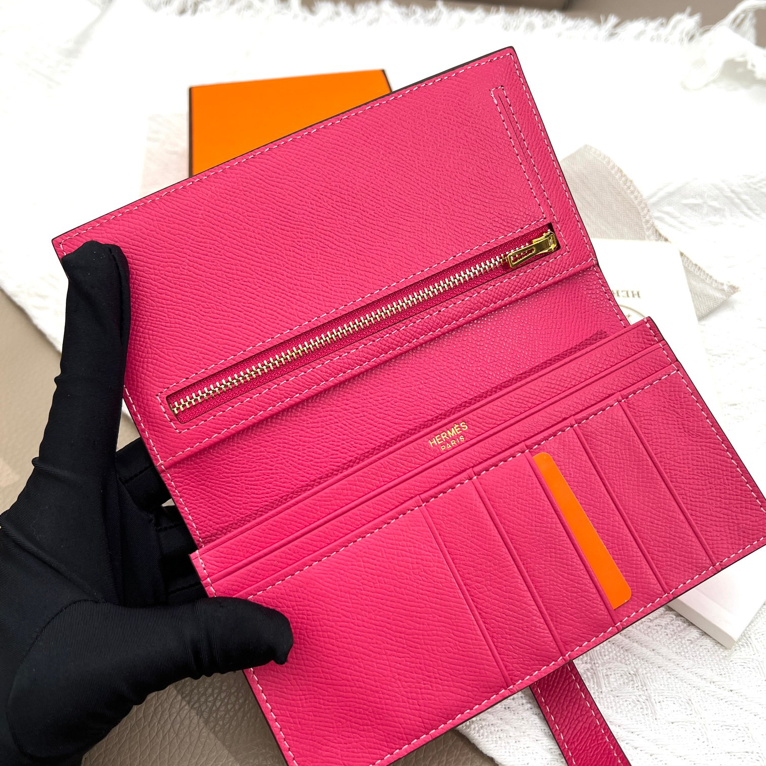 Hermès Women's Togo Leather Zip Wallet - Image 7