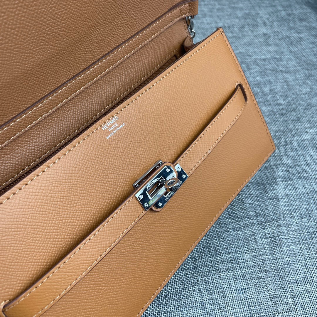 Hermes Kelly-Style Textured Leather Shoulder Crossbody Bag - Image 7