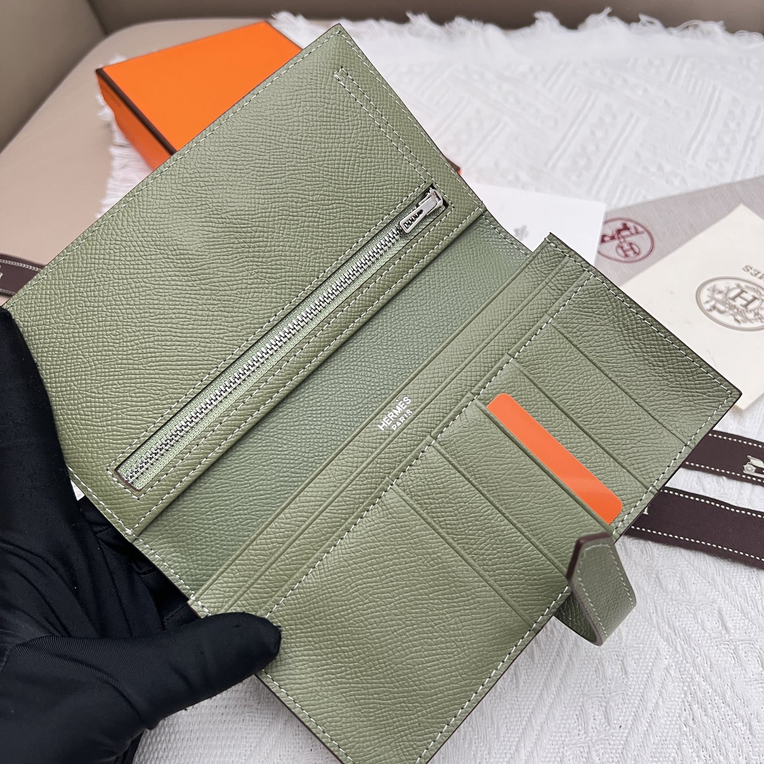 Hermès Women's Togo Leather Zip Wallet - Image 7