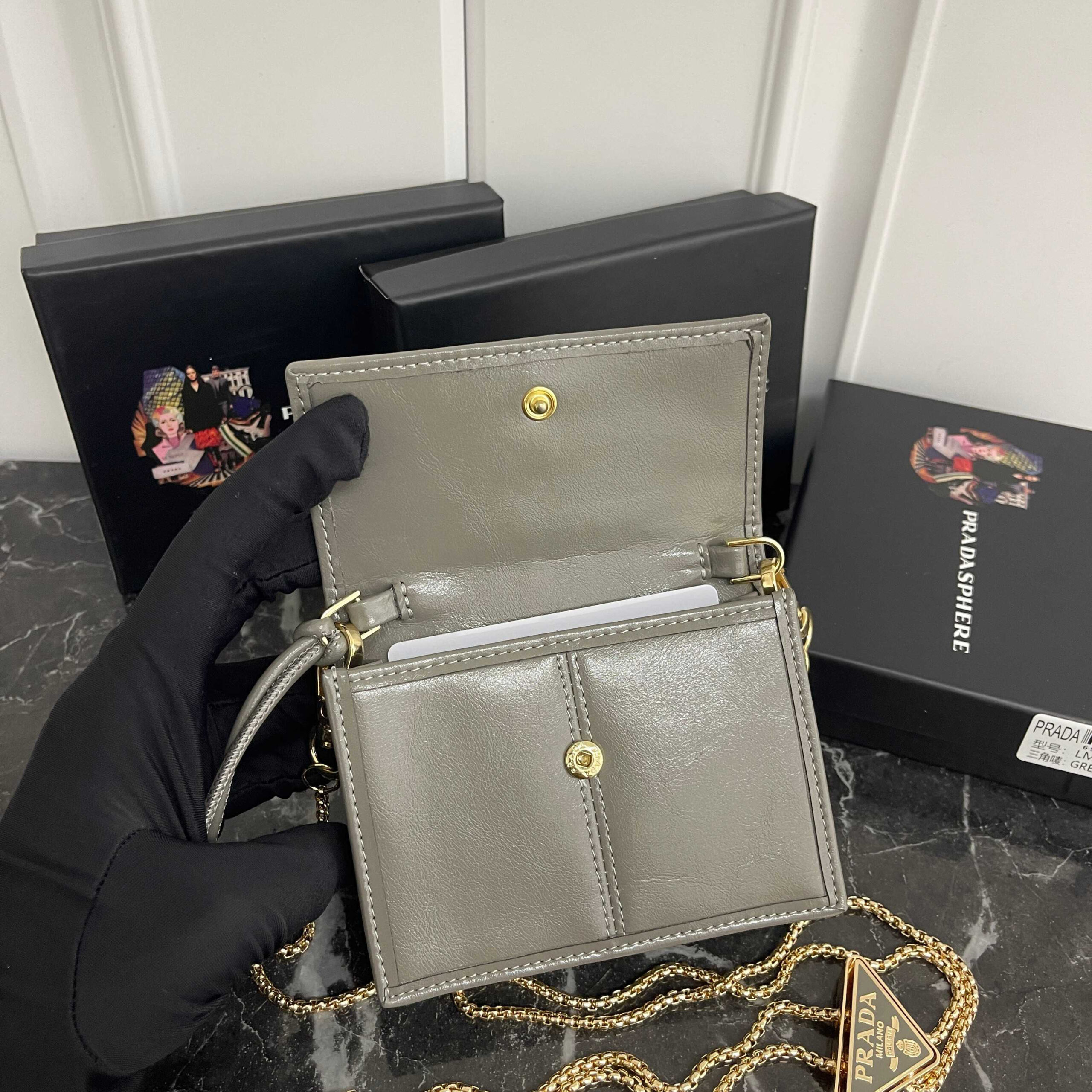 Prada Saffiano Leather Card Holder with Triangle Logo - Image 7
