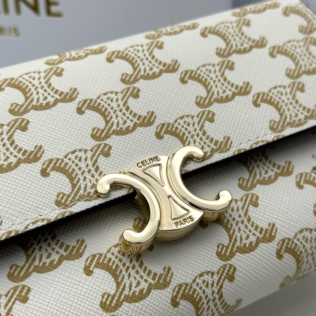 Celine White Printed Leather Wallet - Image 7