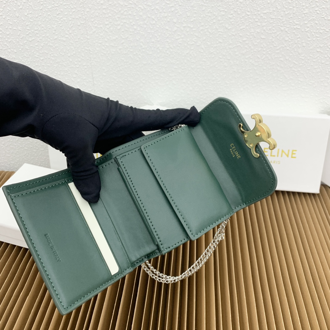 CELINE Small Glossy Lambskin Leather Flap Wallet - Image 7