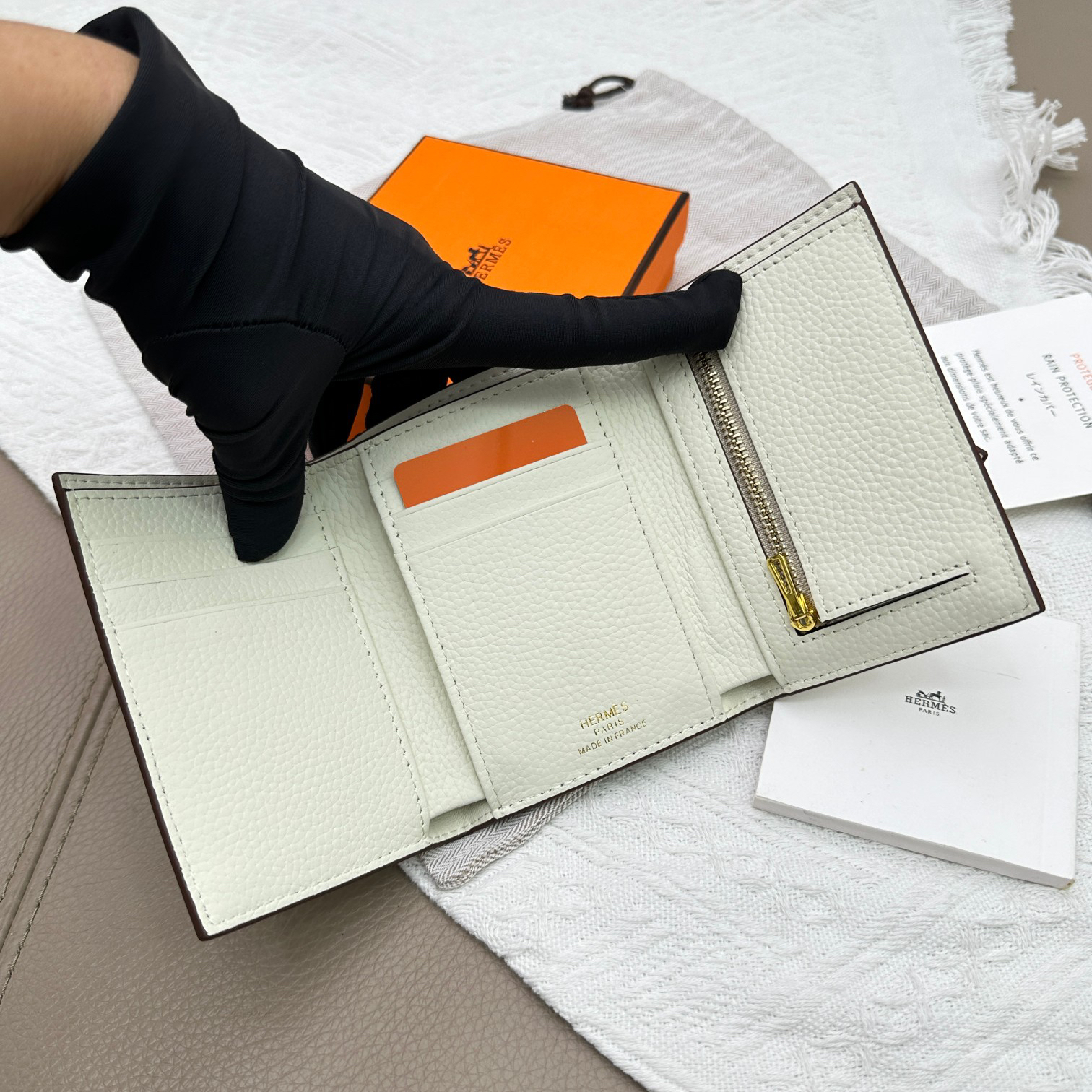 Hermes Togo Leather Tri-Fold Wallet - Image 7