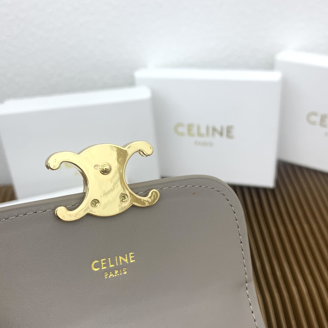 CELINE Small Triomphe Leather Flap Wallet - Image 7