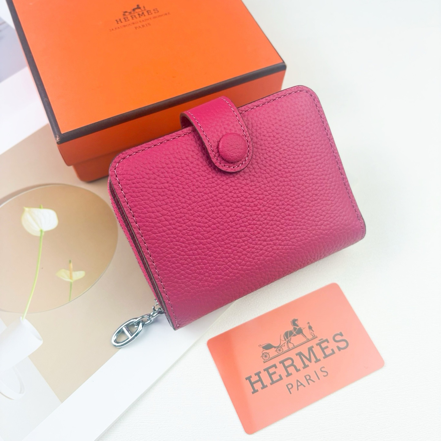 Hermes Silk'in Togo Leather Compact Wallet - Image 7