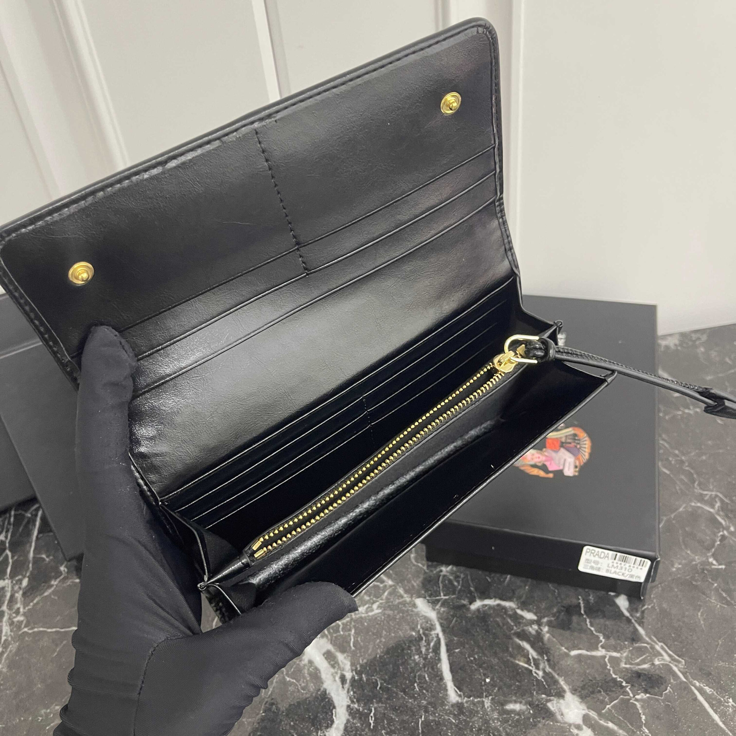 Prada Saffiano Leather Large Snap Wallet - Image 7