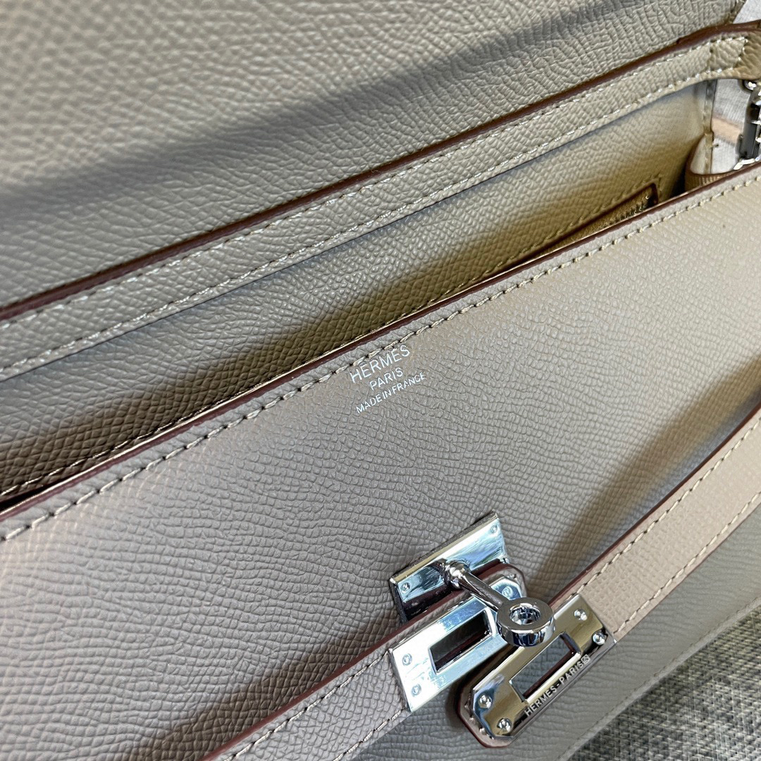 Hermes Kelly Pebbled Leather Shoulder Crossbody Bag - Image 7