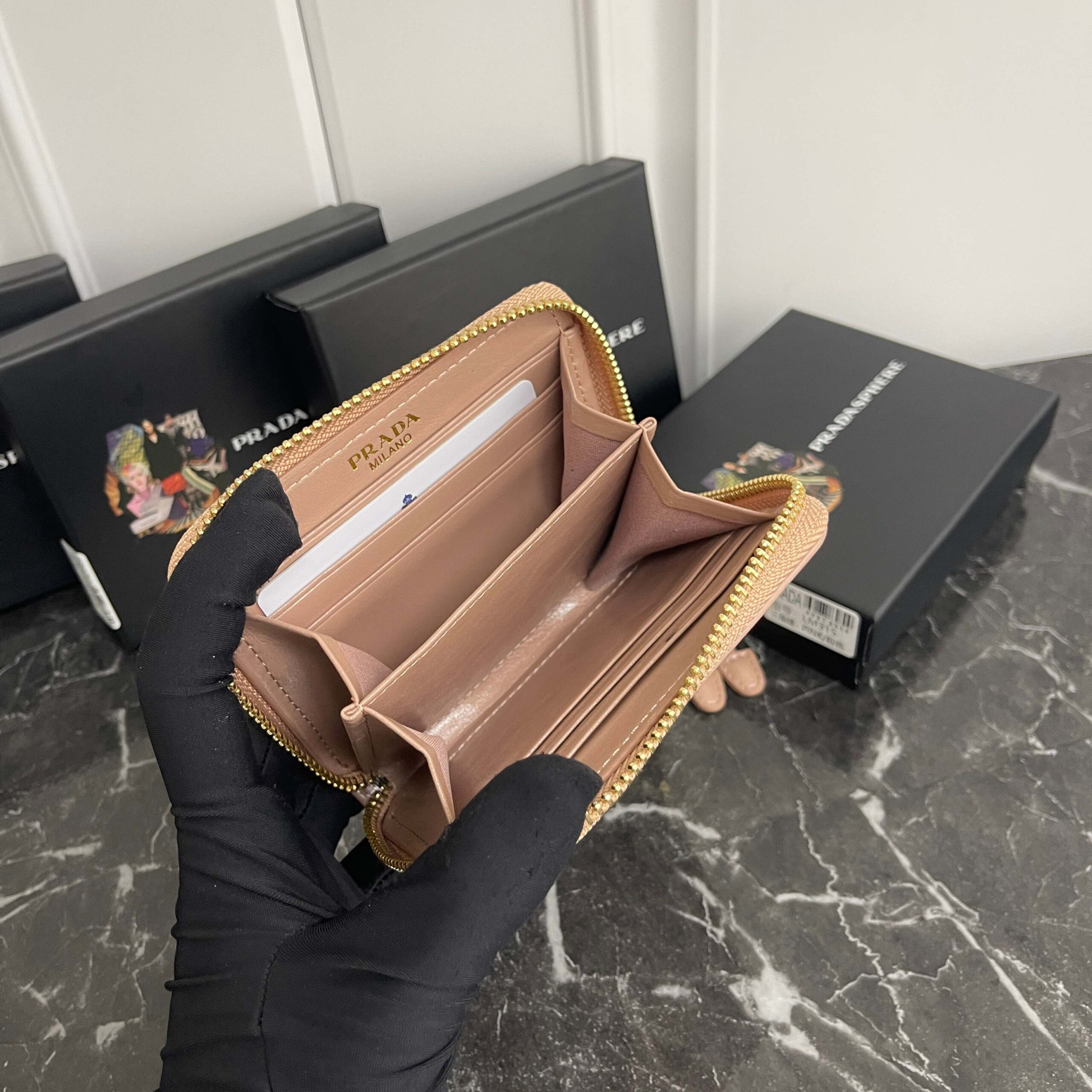 Prada Leather Logo Zip Coin Purse - Image 7