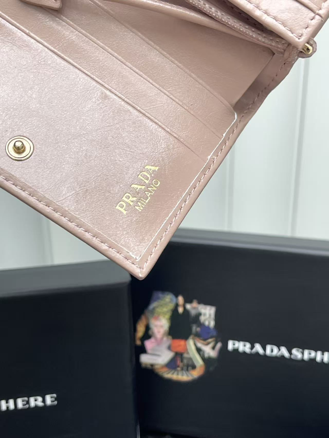 Prada Leather Wallet with Metal Triangular Logo - Image 7