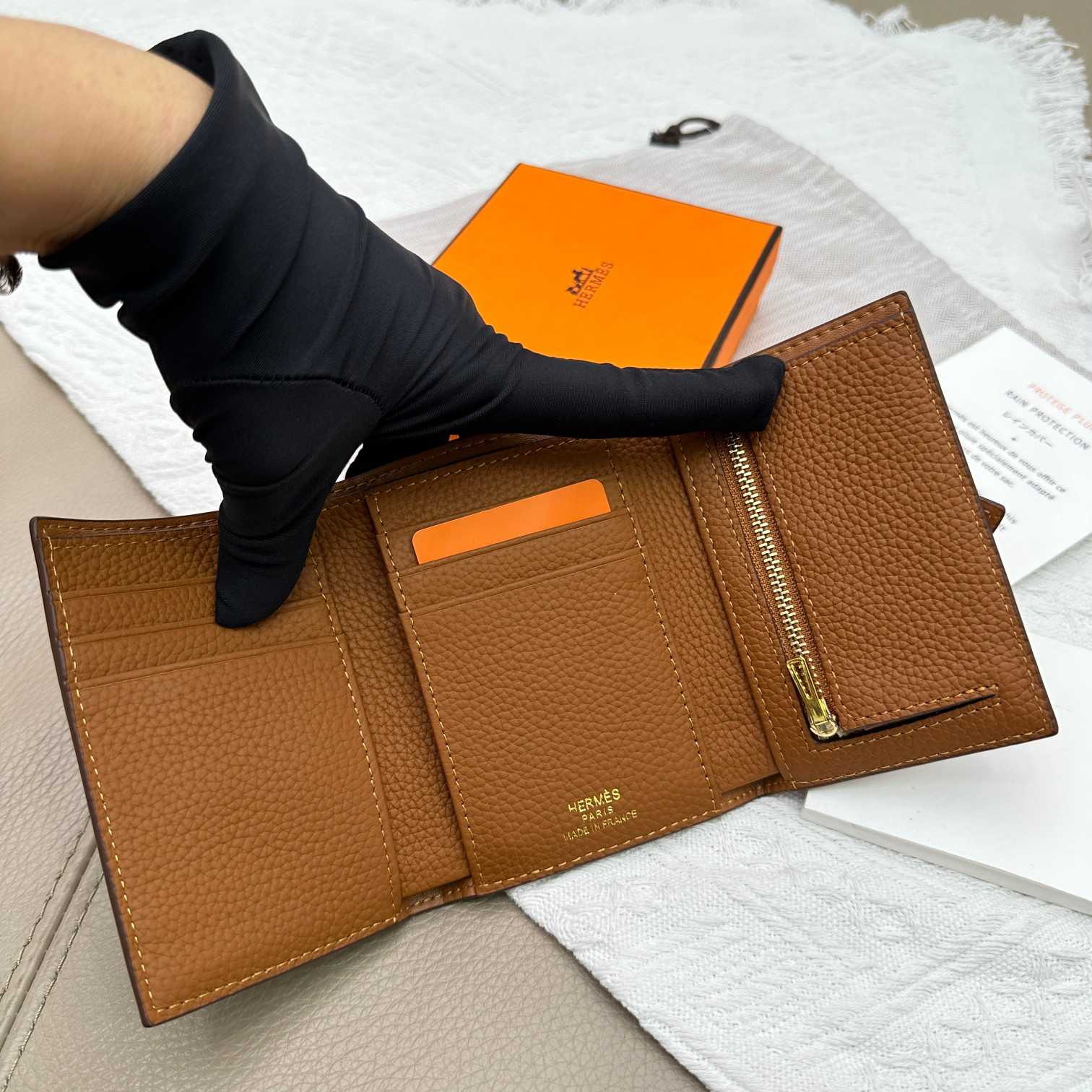 Hermès Togo Leather Trifold Wallet - Image 7