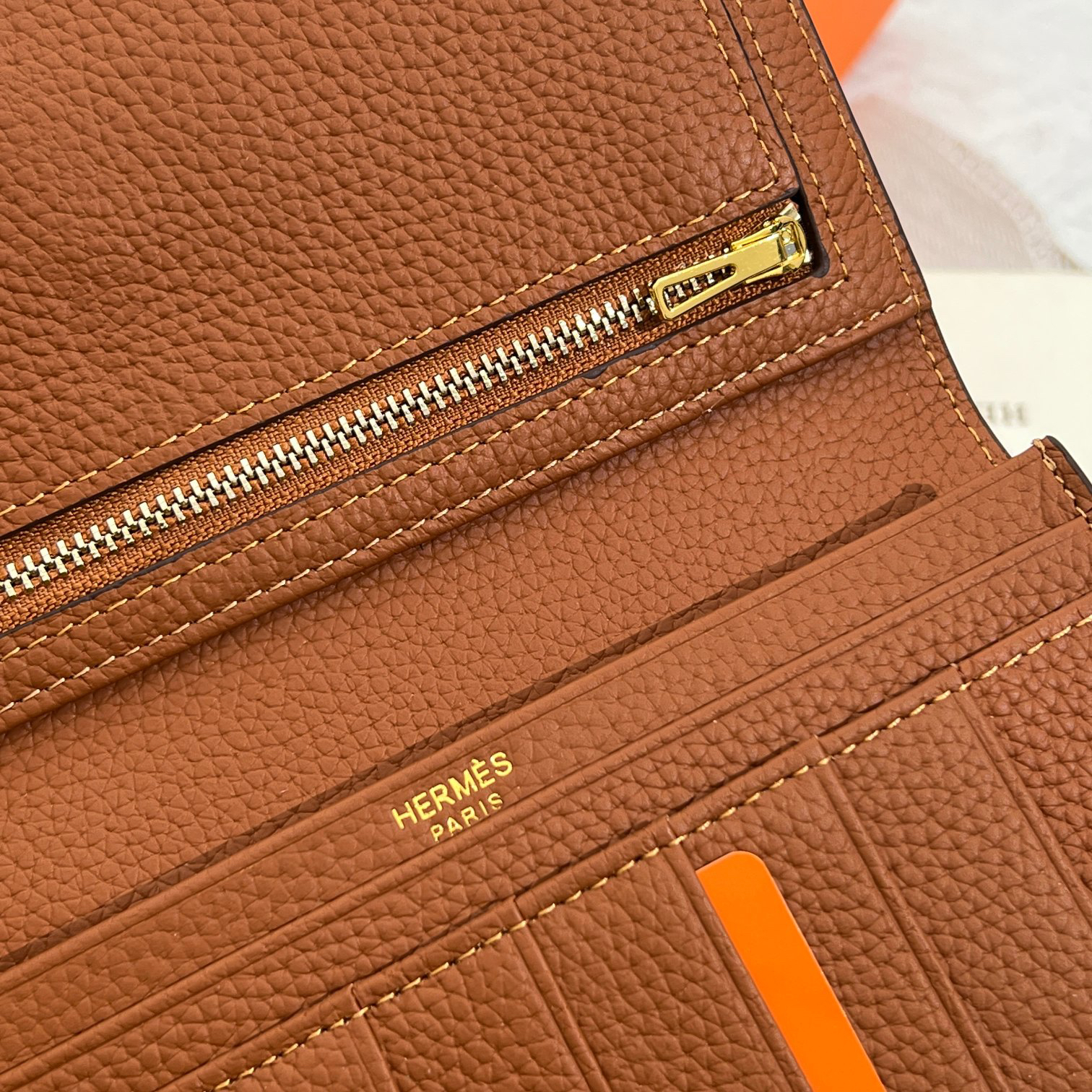 Hermes Women’s Togo Leather Vertical Zip Wallet - Image 7
