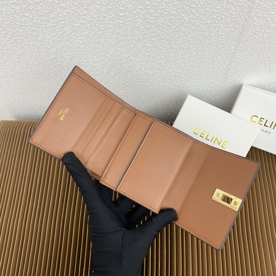 Celine Triomphe 16 Leather Tri-Fold Wallet - Image 7