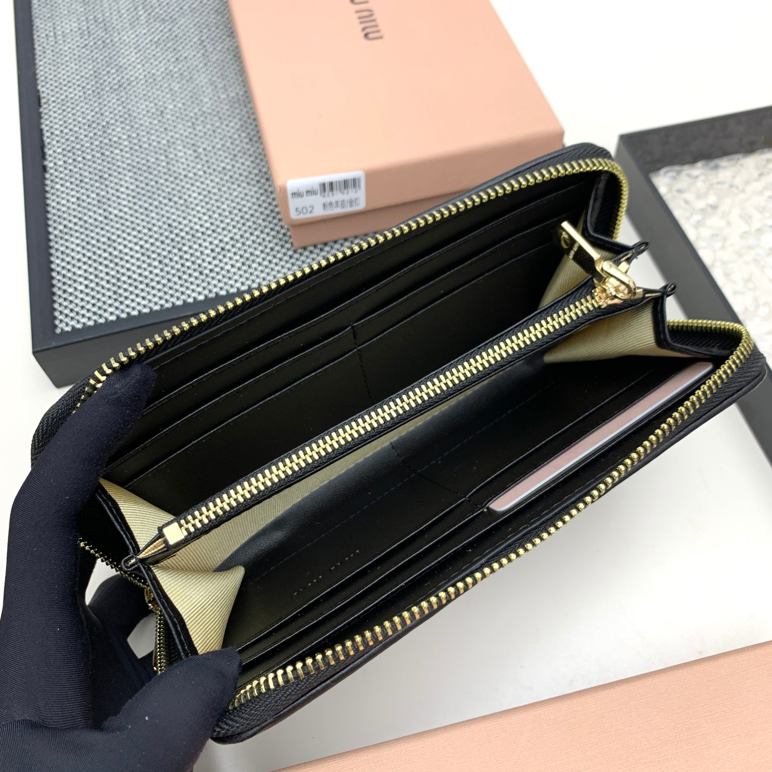 Miu Miu Sheep Leather Zip Wallet - Image 7