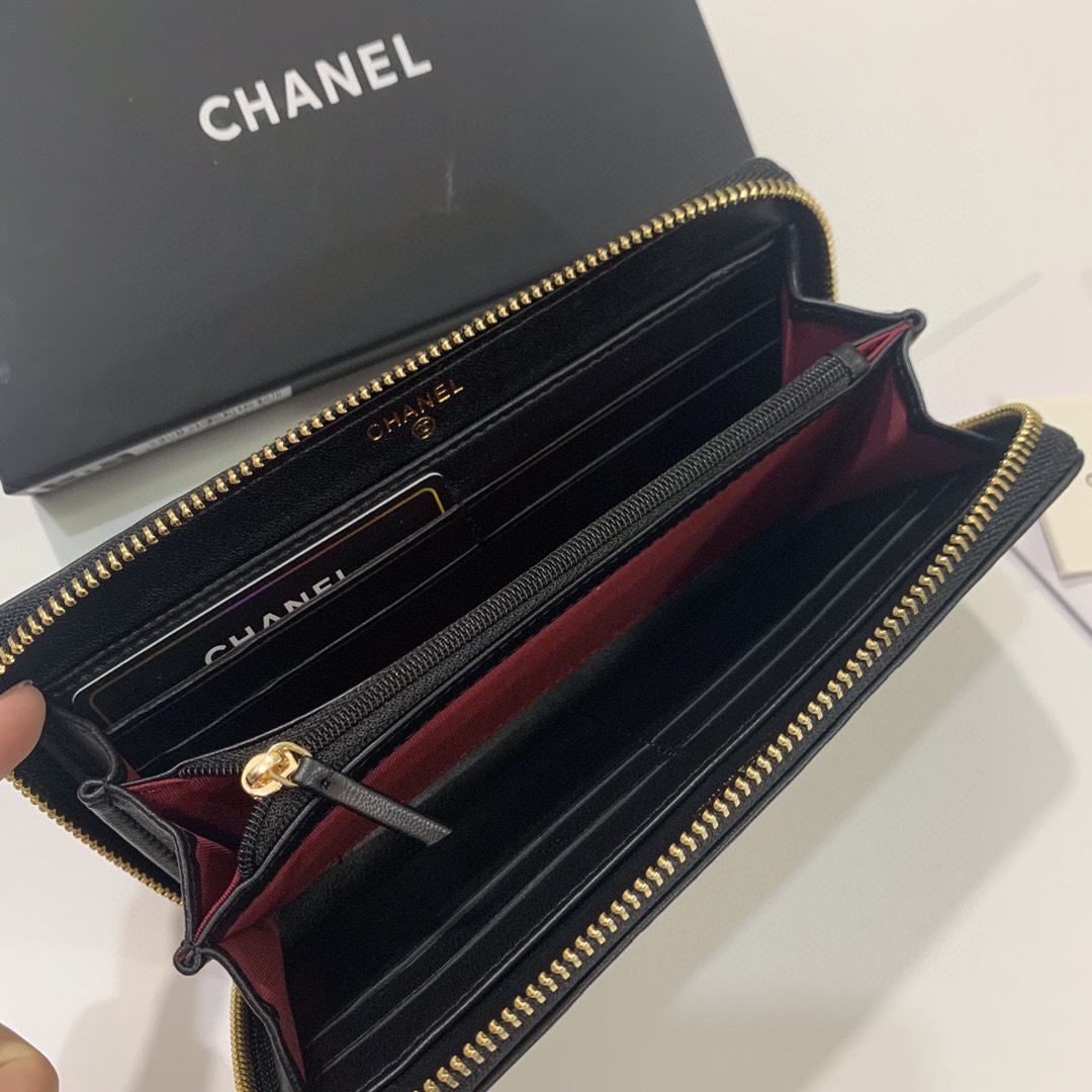 Chanel Camellia Lambskin Wallet with Gold Clasp - Image 7