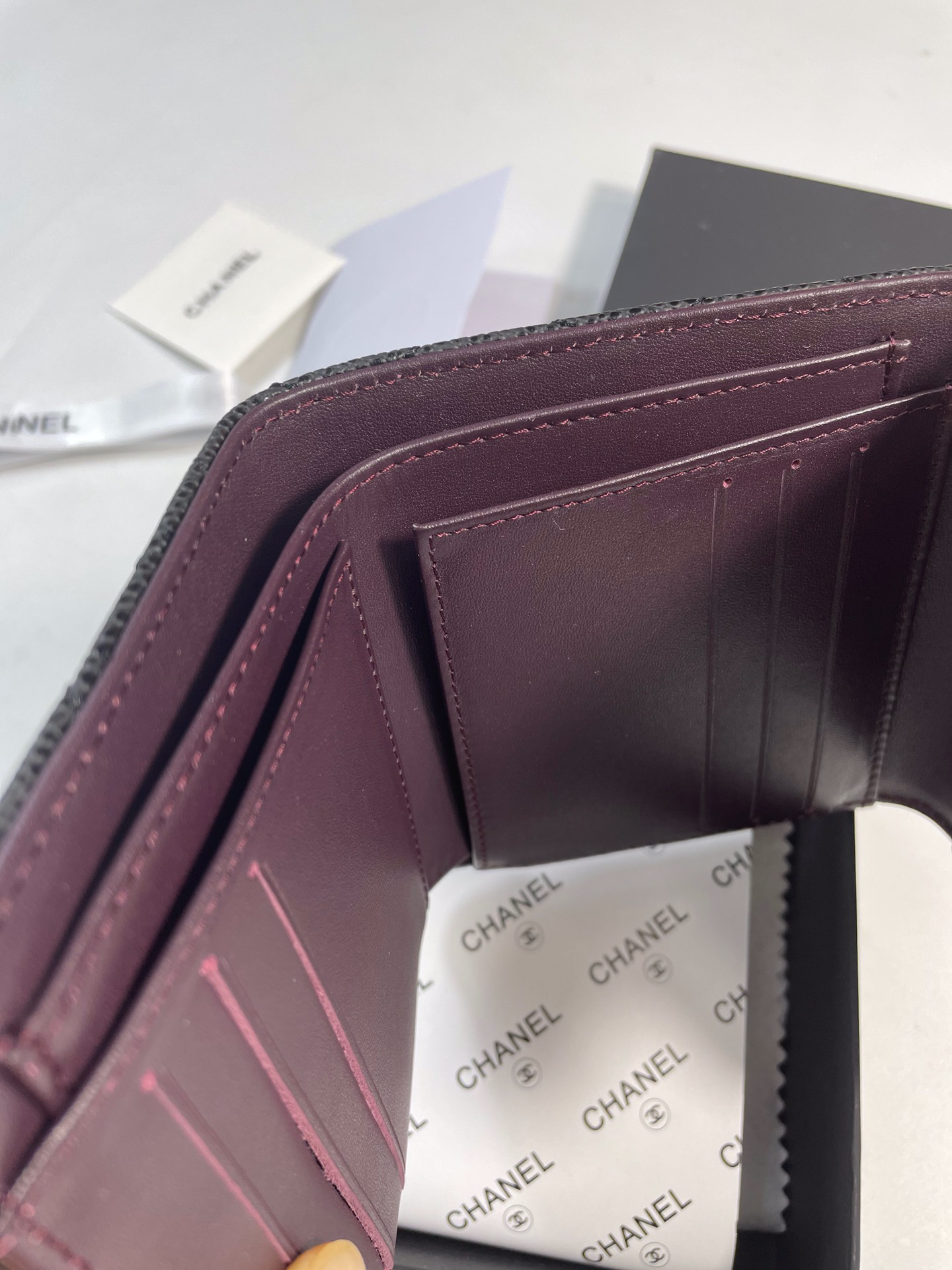 Chanel Classic Caviar Leather Wallet - Image 7