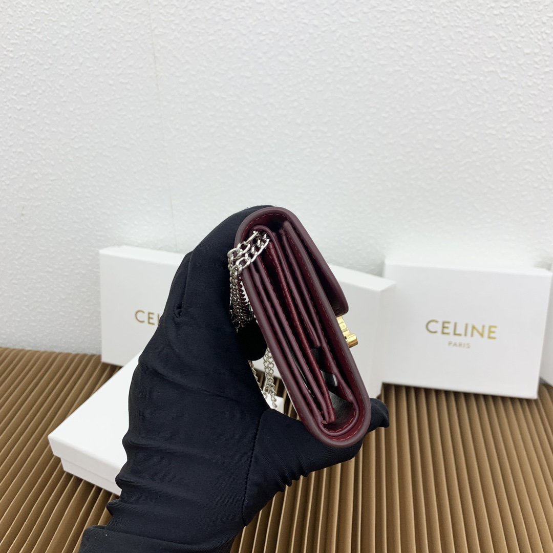 CELINE Small Triomphe Leather Fold-Over Coin Purse - Image 7