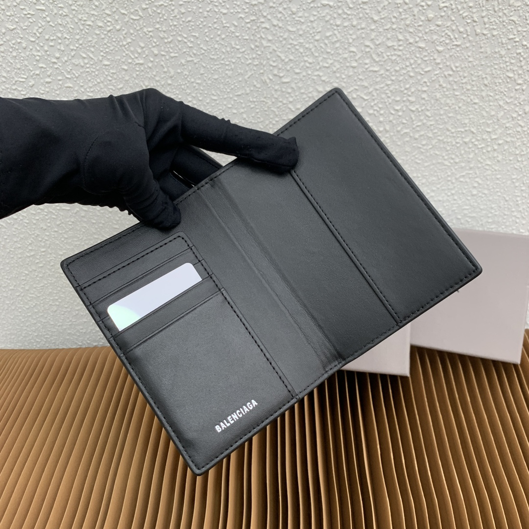 Balenciaga Black Soft Textured Calfskin Passport Holder - Image 7
