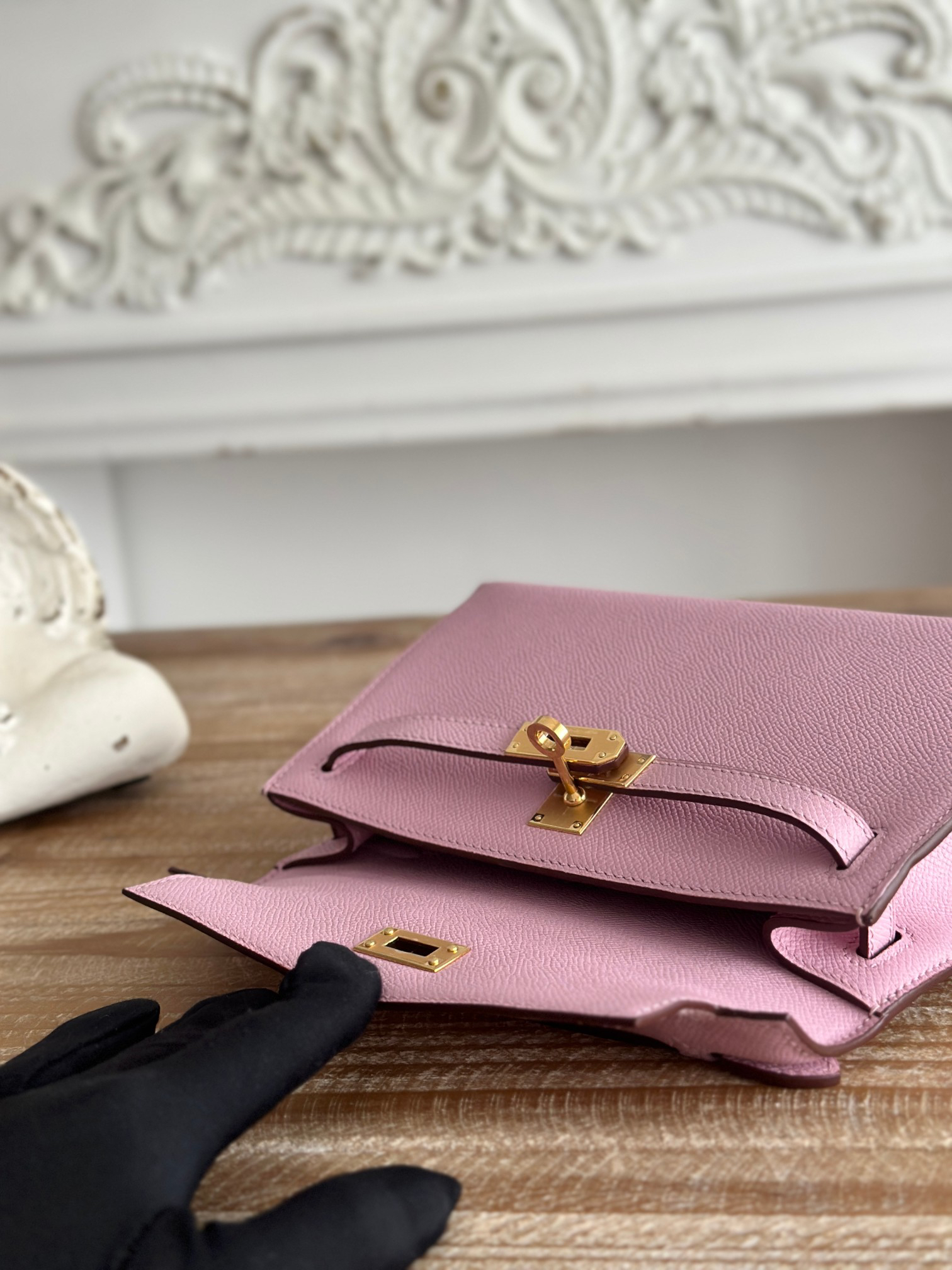 Hermes Kelly Mini Pochette Handbag in Purple Epsom Leather - Image 7