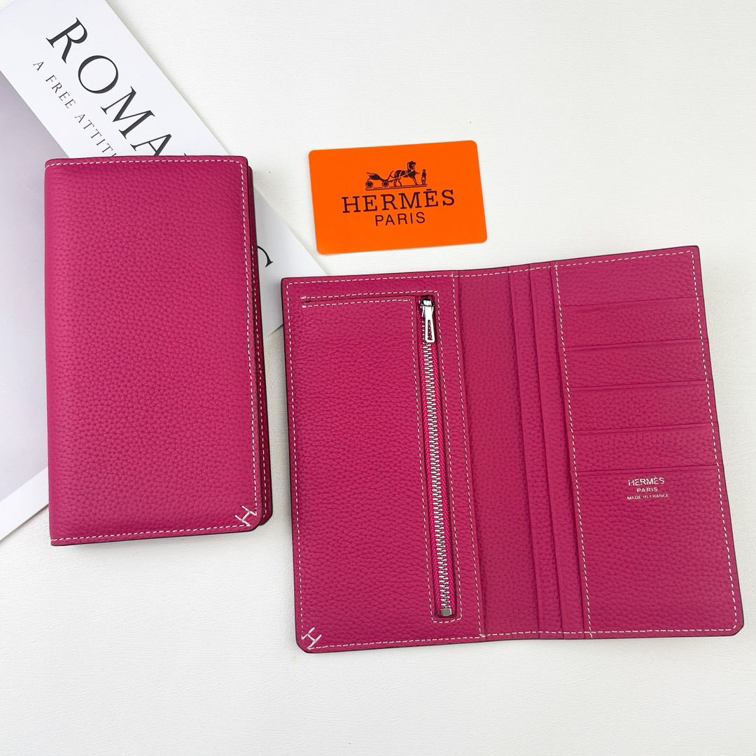 Hermès Evercolor Calfskin Long Wallet with Contrasting Horse Saddle Stitching - Image 7