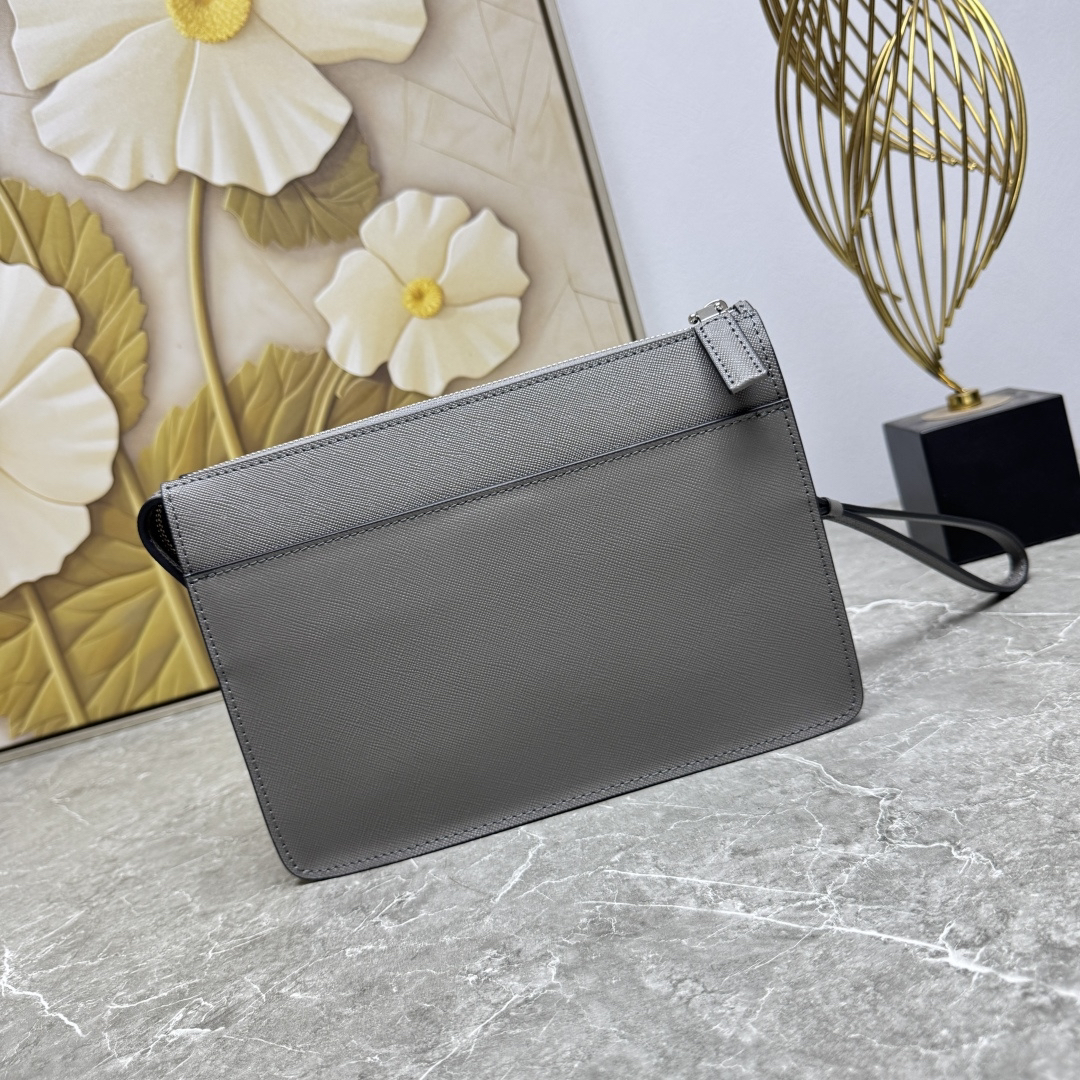 Men's Gray Saffiano Leather Handbag 2VF032 - Image 7