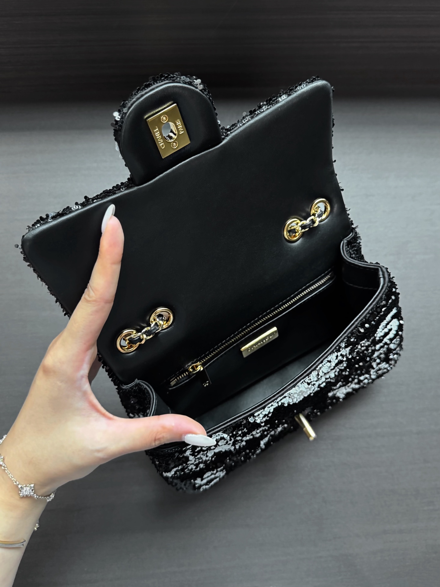 Chanel Classic Flap SO BLACK Sequin and Beaded Handbag - Image 7