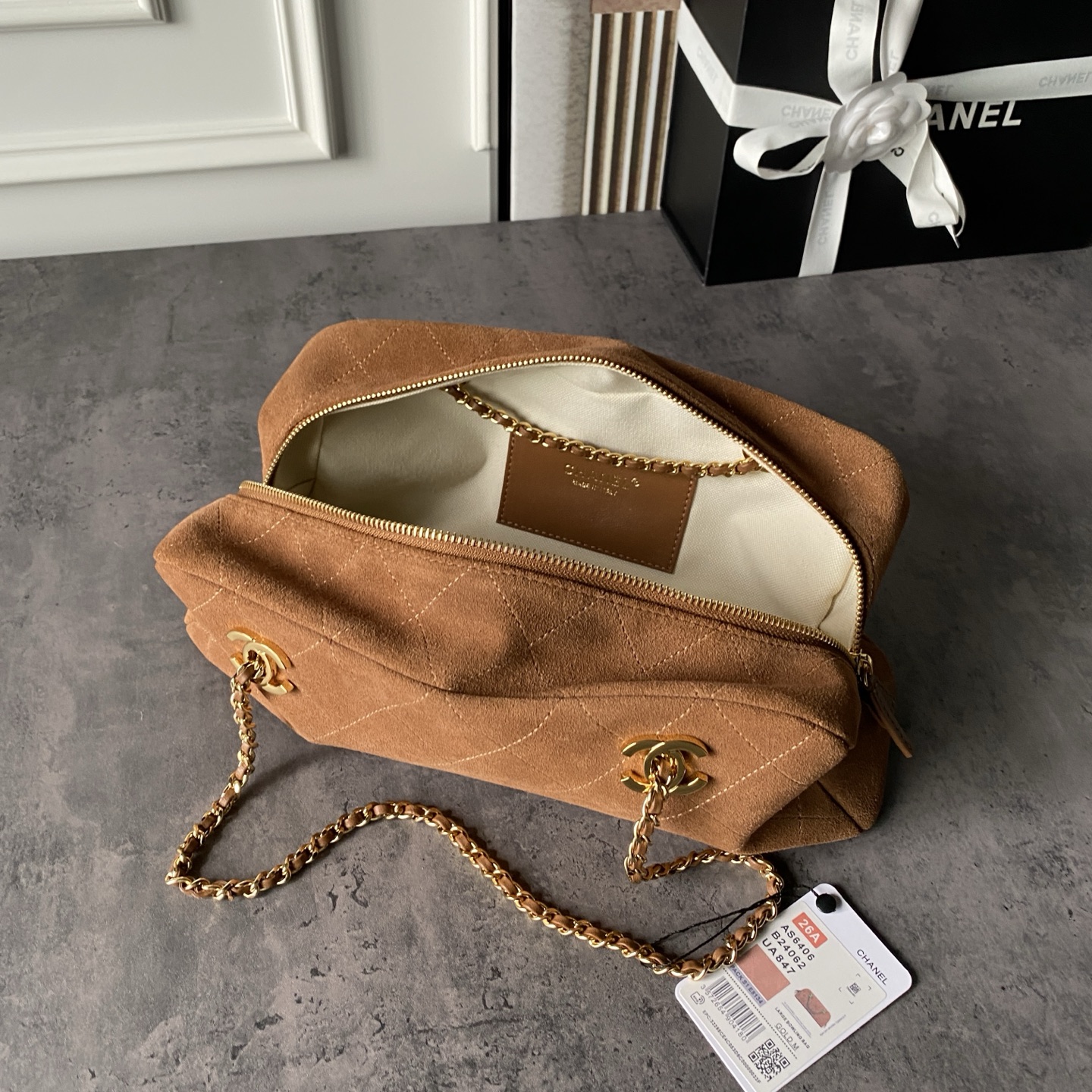 Chanel 26A Limited Series AS6406 Suede Bowling Bag - Image 7