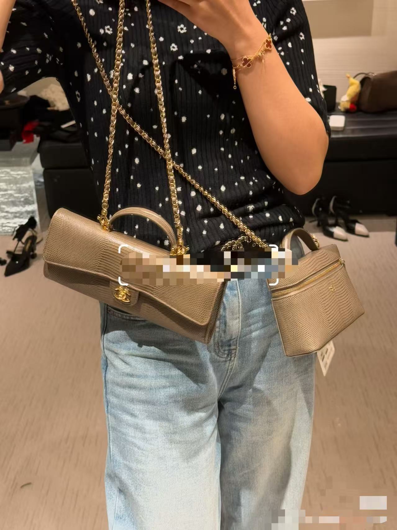 Chanel 26A Crocodile-Embossed Leather Chain Shoulder Bag - Image 7