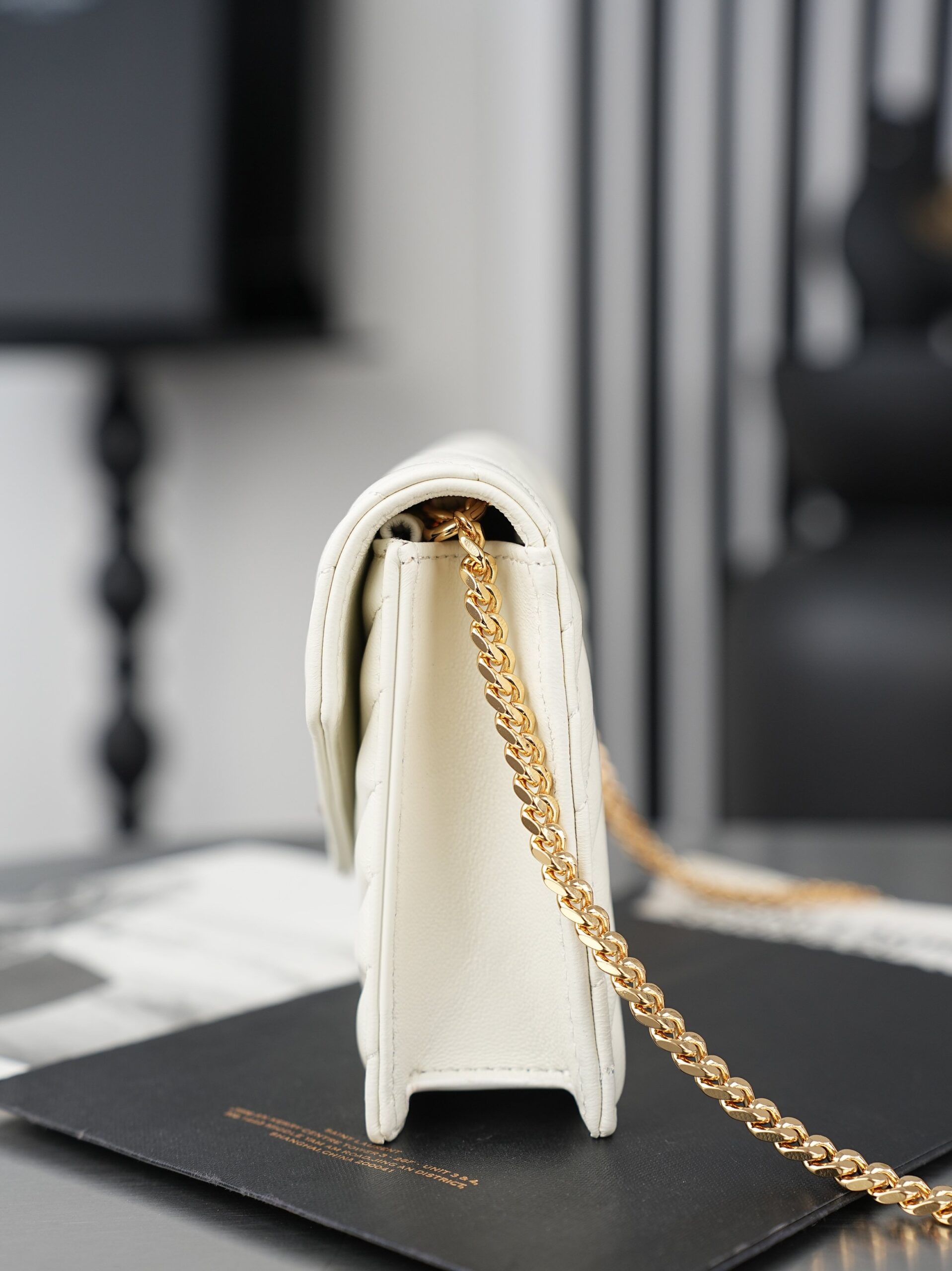 White Lambskin Small Envelope Clutch Bag - Image 7