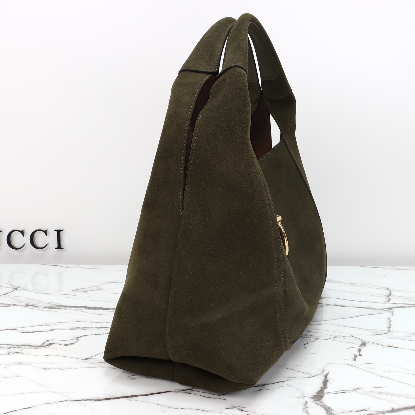 Gucci Model 837466 Forest Green Suede Bag - Image 7