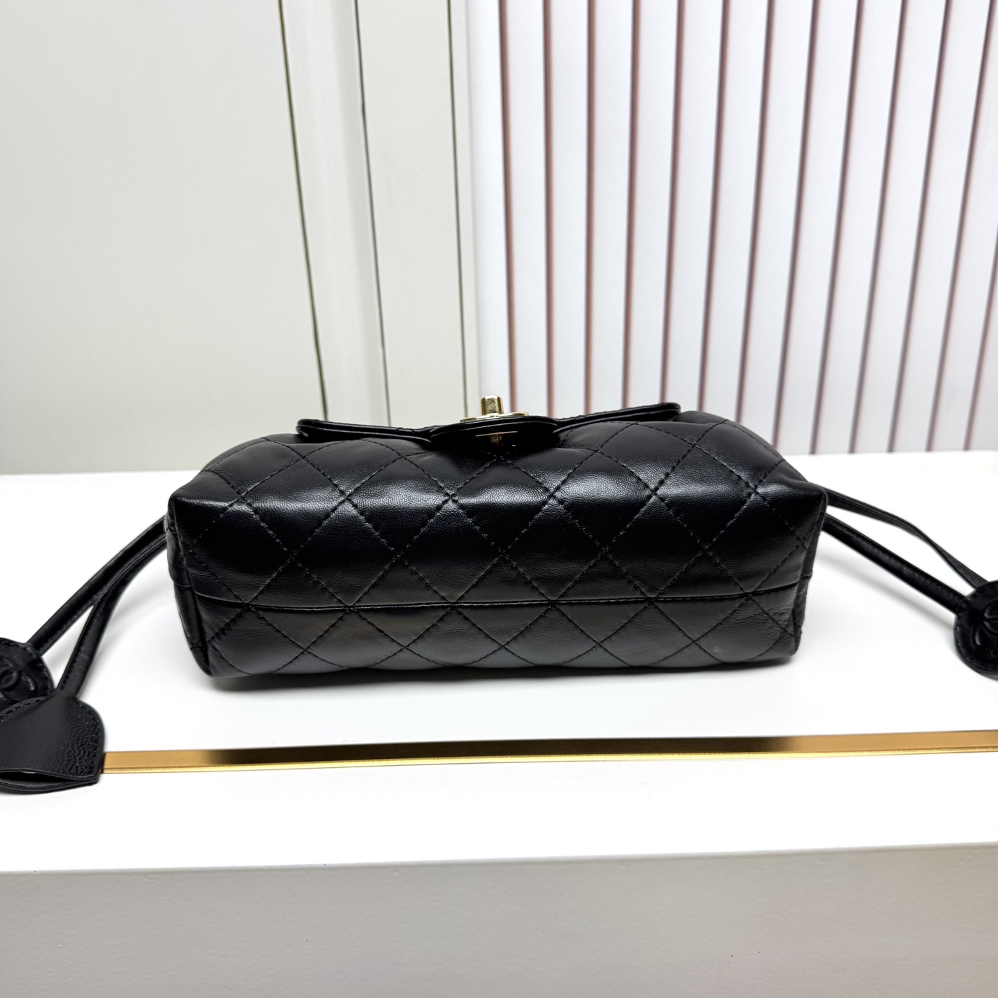 Chanel Classic Black Quilted Leather Drawstring Crossbody Bag - Image 7