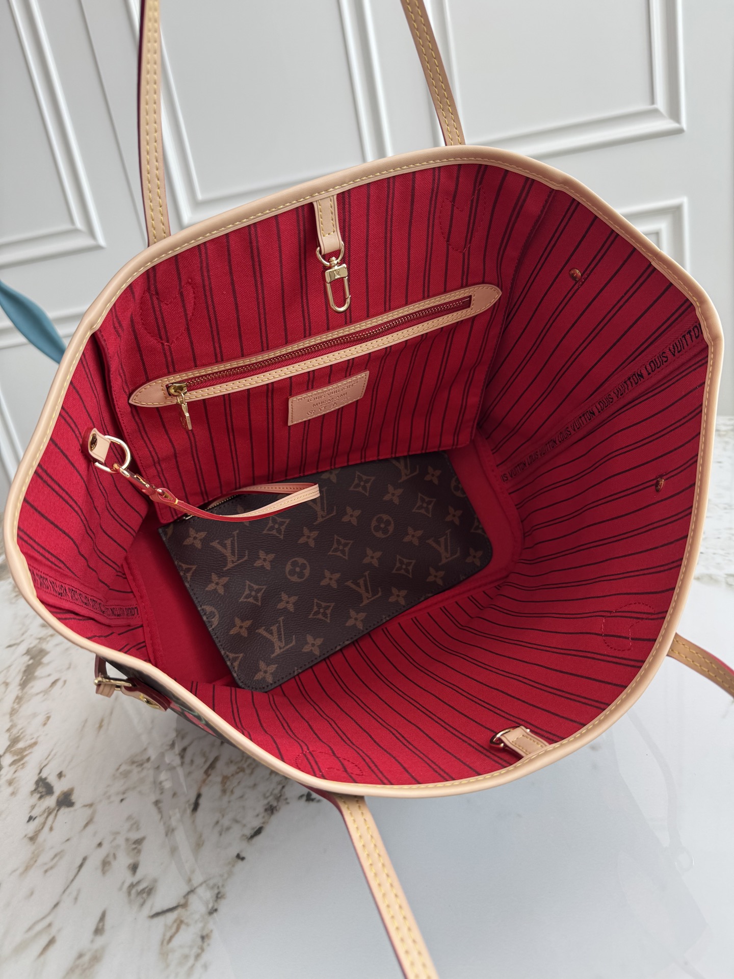 Louis Vuitton Neverfull MM Cherry Shopping Tote - Image 7