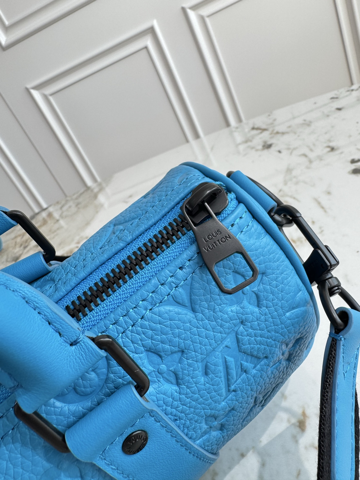 Keepall Mini Travel Bag in Blue Taurillon Monogram Leather - Image 7