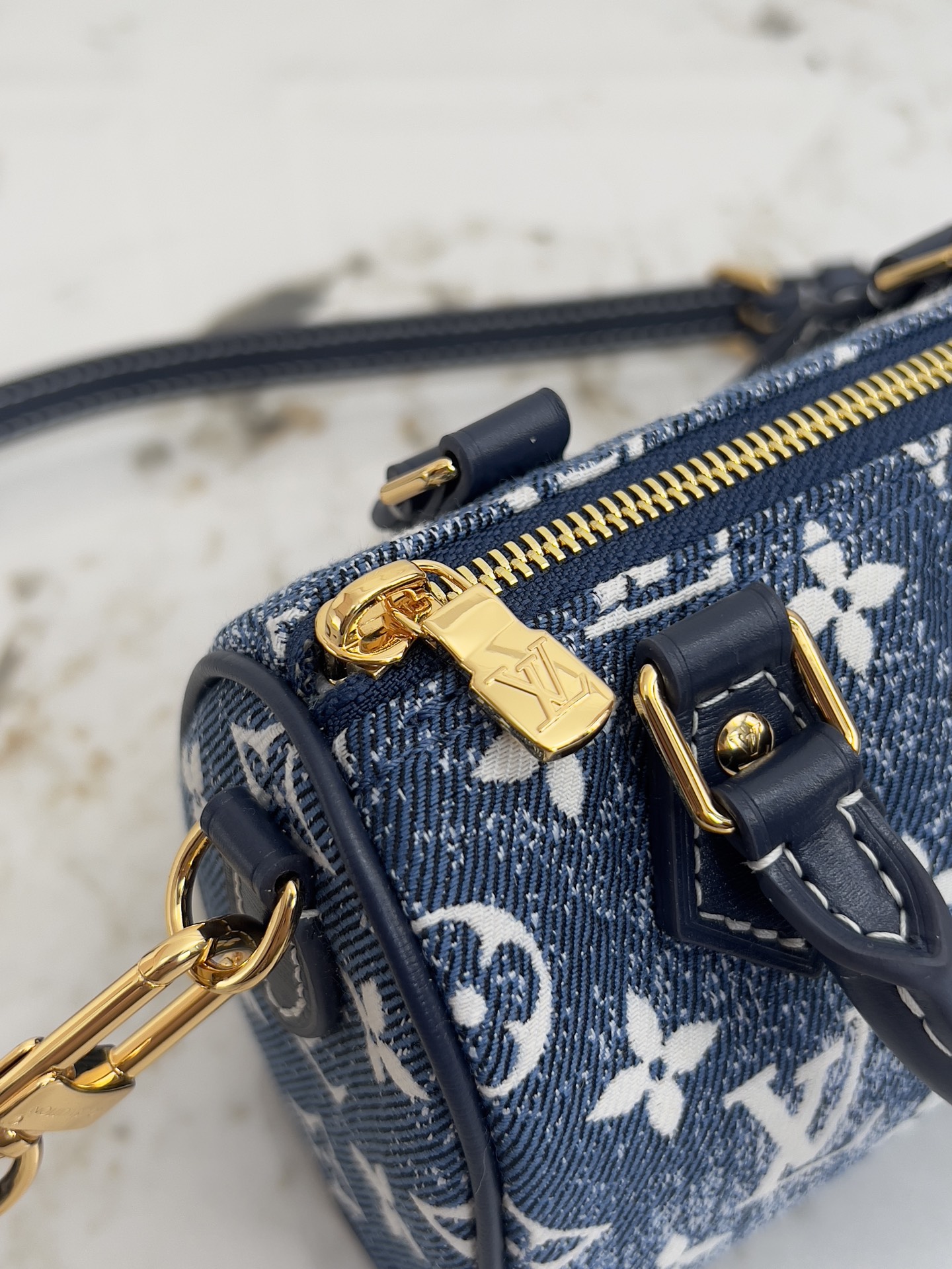 Louis Vuitton Nano Speedy Denim Handbag - Image 7
