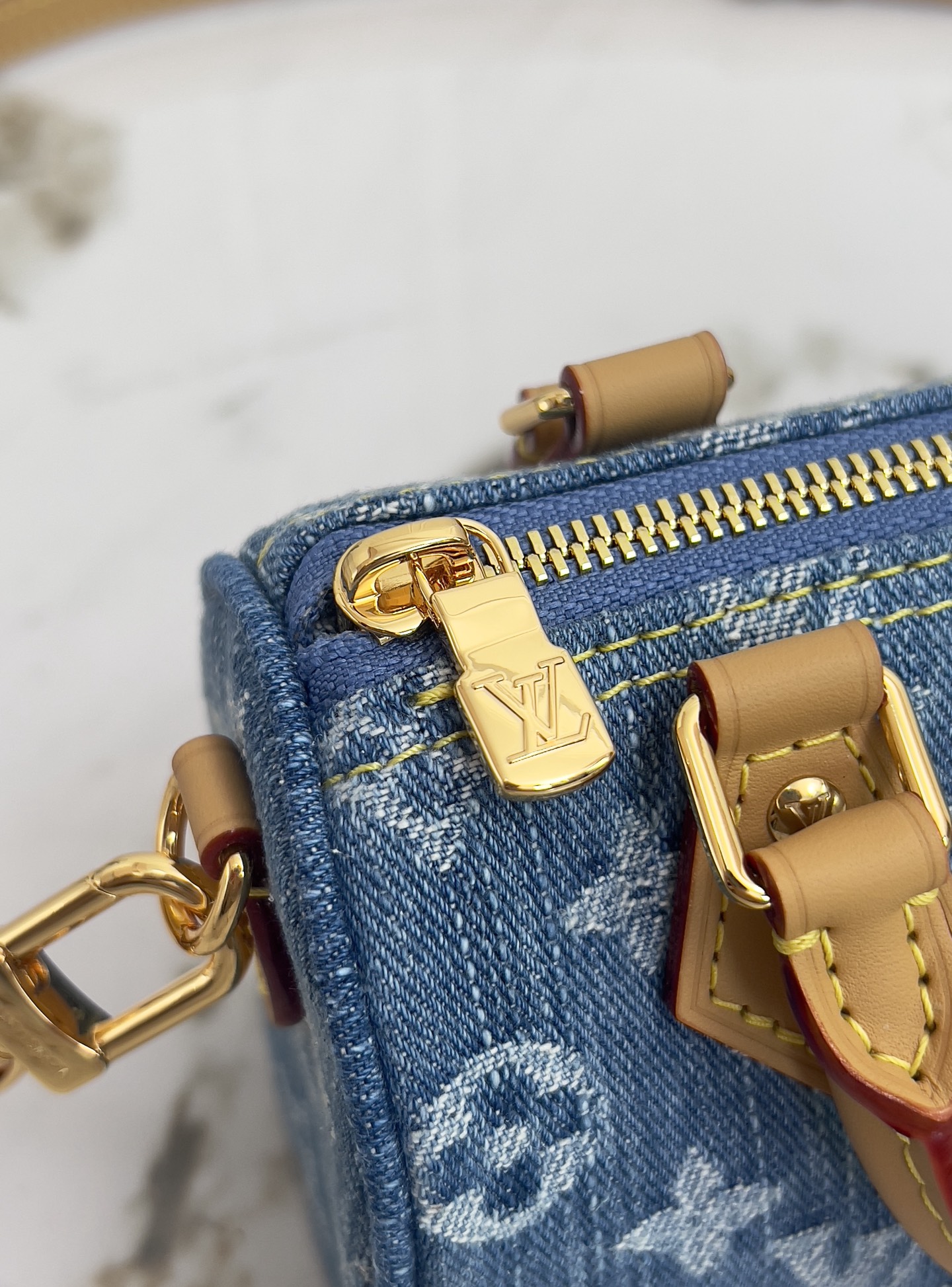 Louis Vuitton Nano Speedy Denim Monogram Bag - Image 7