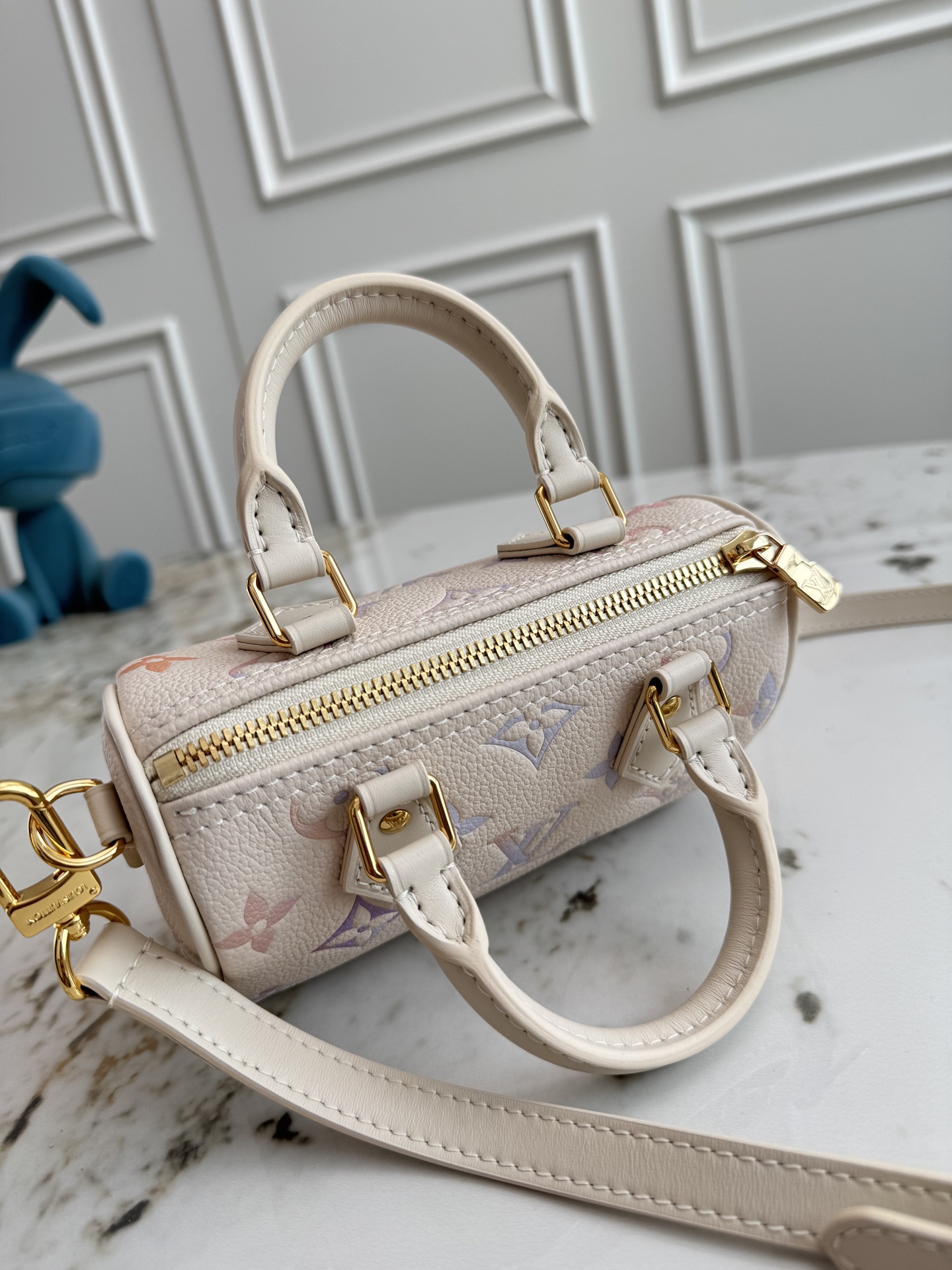 Louis Vuitton Nano Speedy Handbag in White Gradient Monogram Empreinte Leather - Image 7