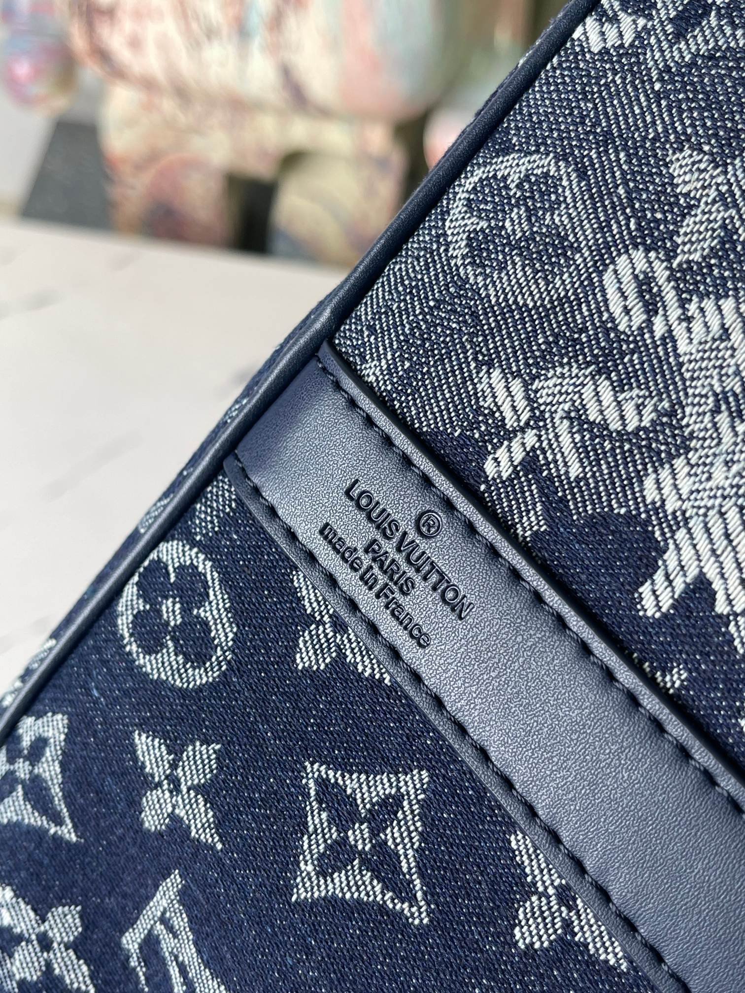 Louis Vuitton Keepall Bandoulière 50 Travel Bag in Monogram Tapestry Denim Canvas - Image 8