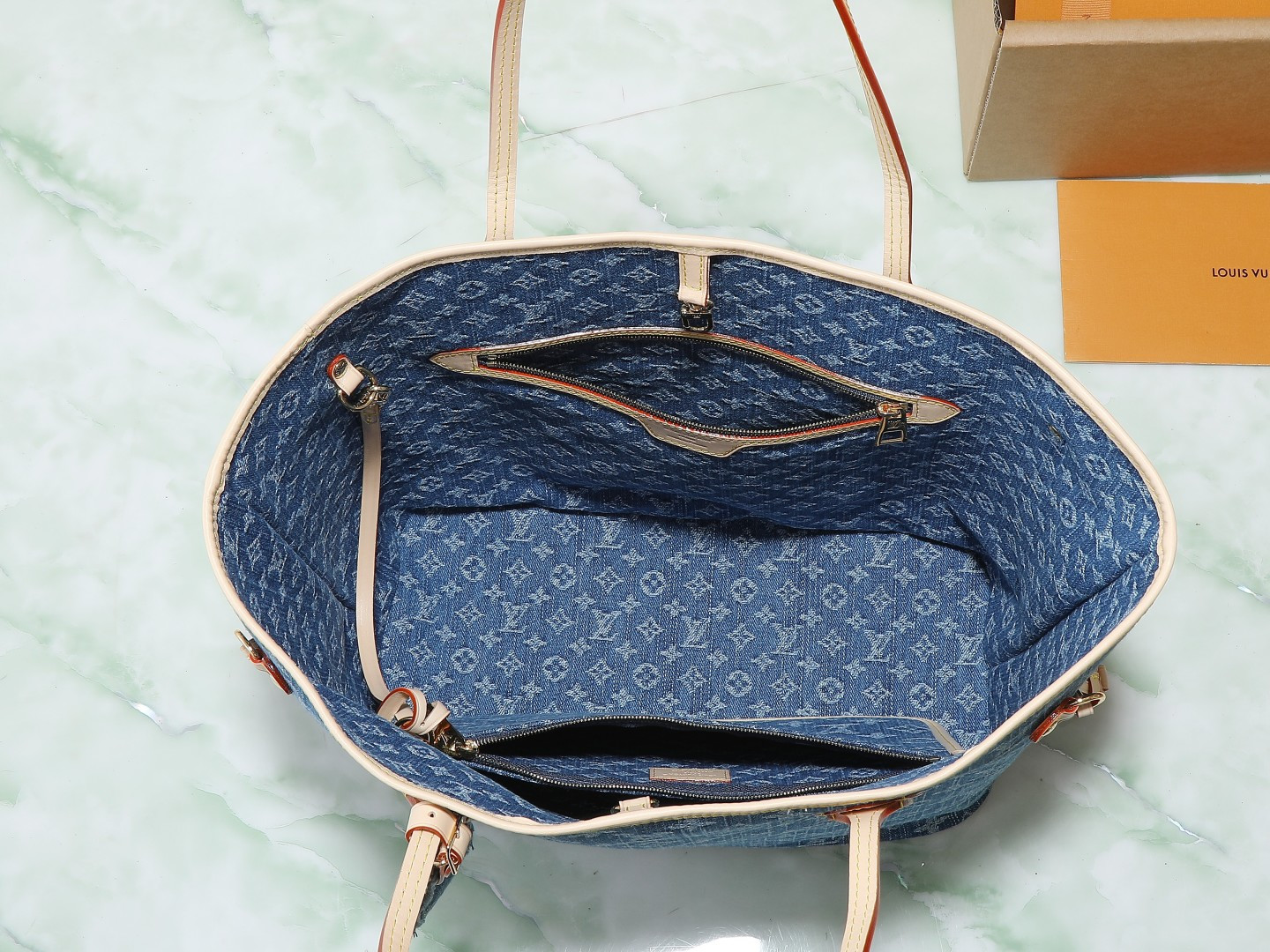 Louis Vuitton Neverfull MM Denim Monogram Tote Bag - Image 8