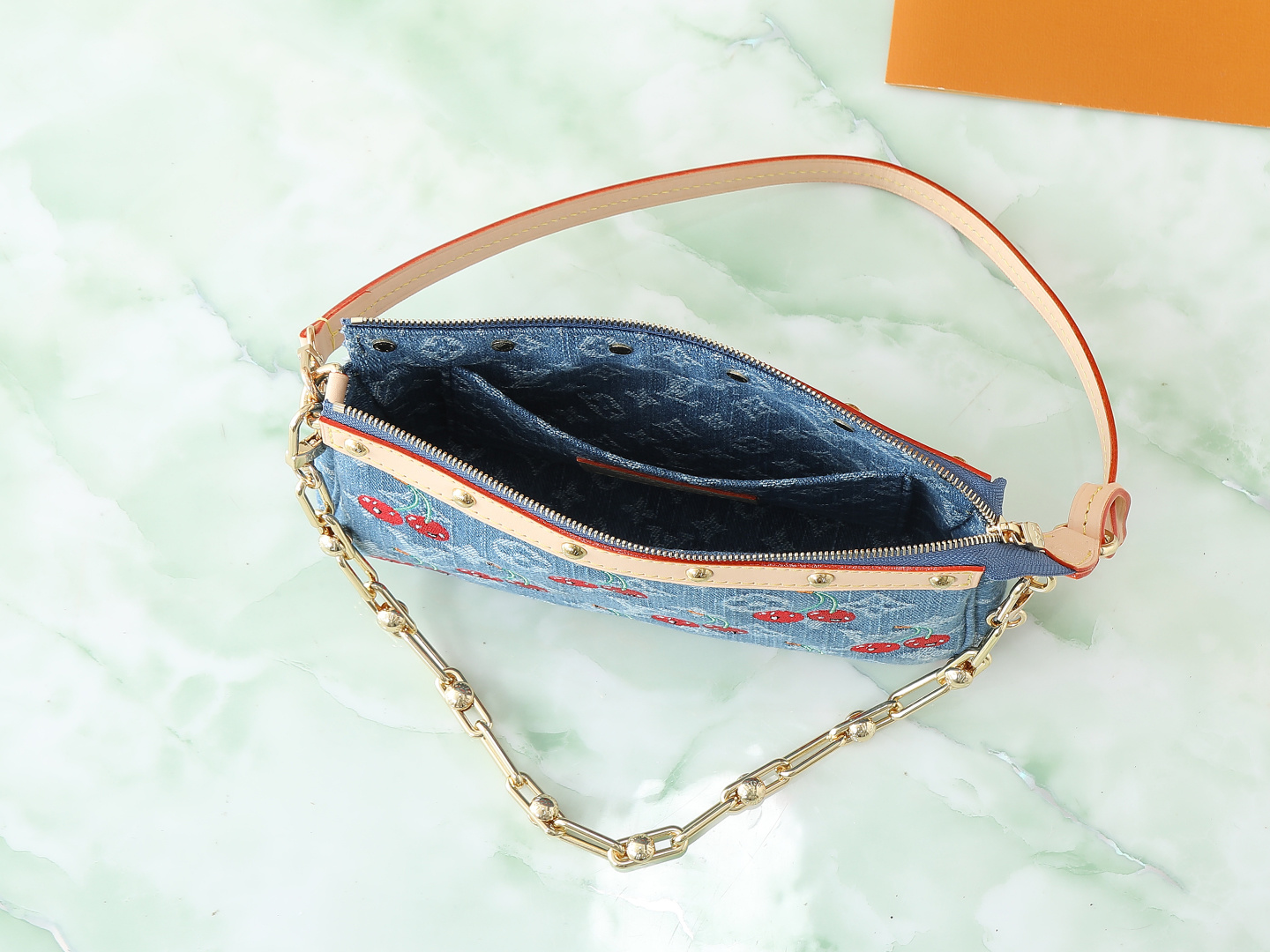 Louis Vuitton x Takashi Murakami Pochette Accessoires Denim Shoulder Bag - Image 8
