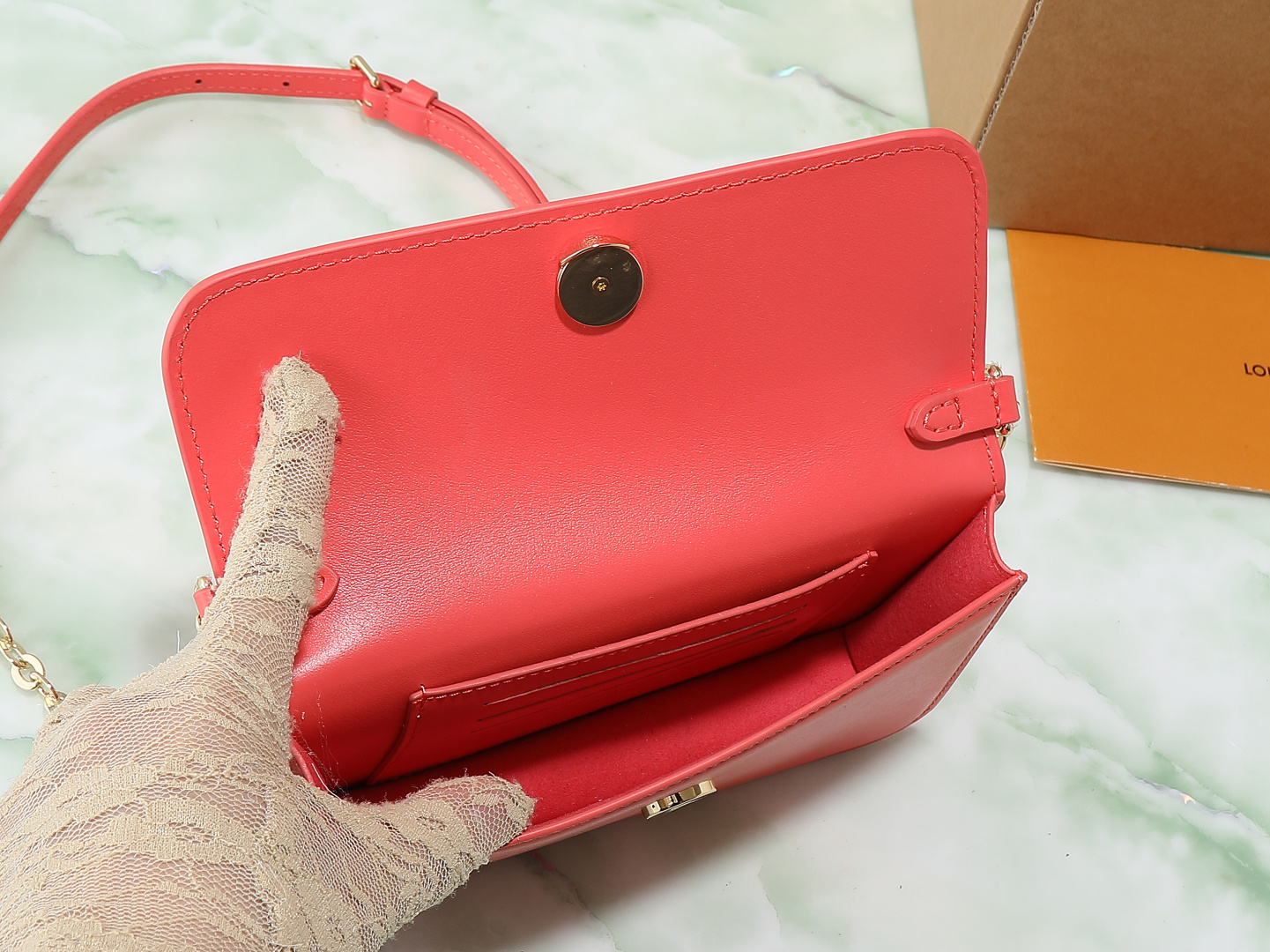 Louis Vuitton LV Bloom Wallet on Chain in Coral Leather - Image 8