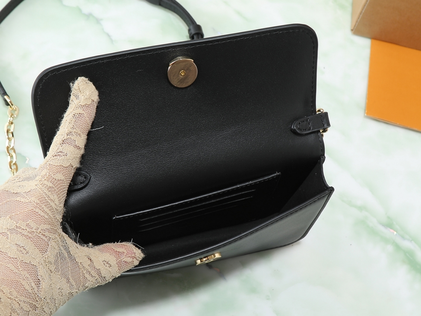 Louis Vuitton LV Bloom Wallet on Chain Bag in Black Leather - Image 8
