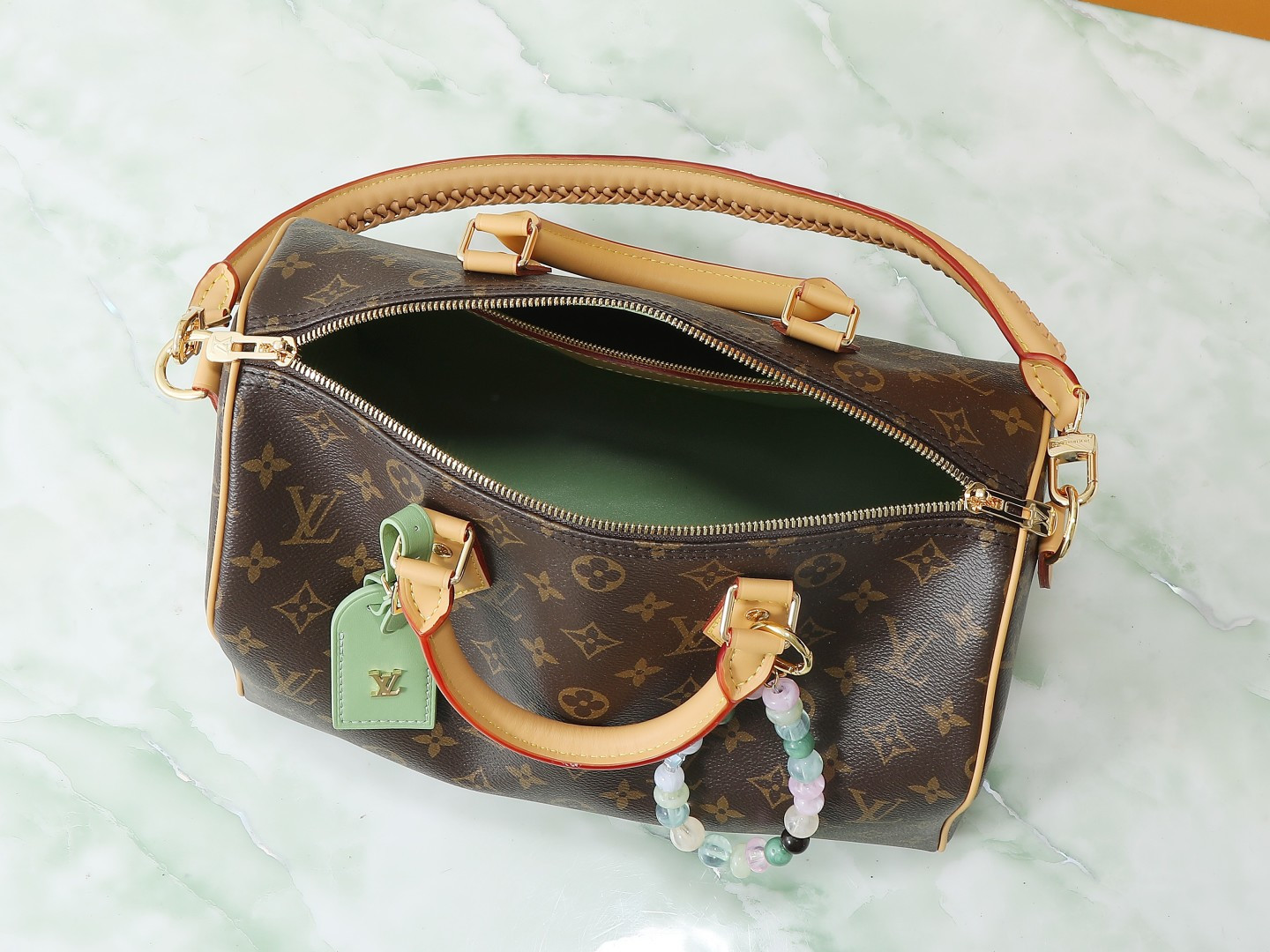 Louis Vuitton Speedy Soft 30 Lucky Handbag in Green Monogram Canvas - Image 8