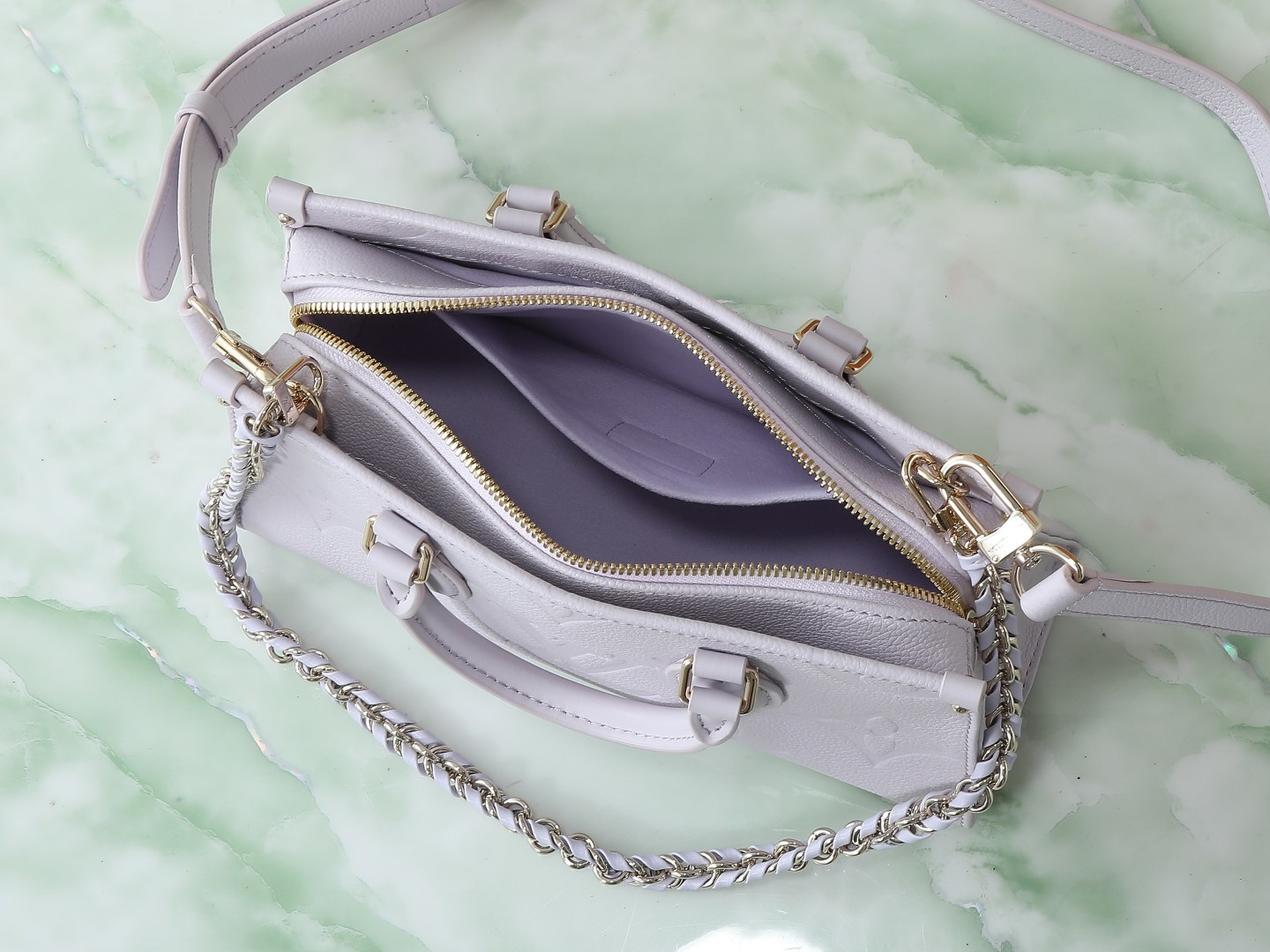 Louis Vuitton OnTheGo Small Handbag M15192 in Purple Monogram Empreinte Leather - Image 8