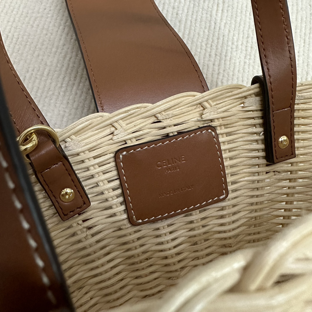 Woven Plant-Fiber Handbag with Natural Cowhide Trim - Image 8