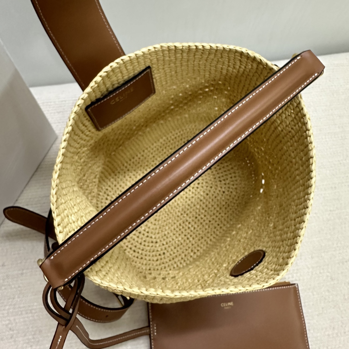 Celine Louise Large Raffia Woven Bucket Bag - Image 8