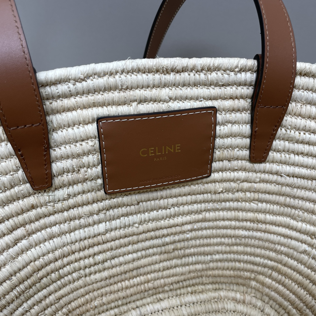 TRIOME Classic Small Woven Tote Bag in Tan - Image 8